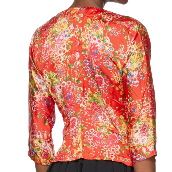 Comme des Garçons Red Satin Floral Blouse - Picture 8 of 8